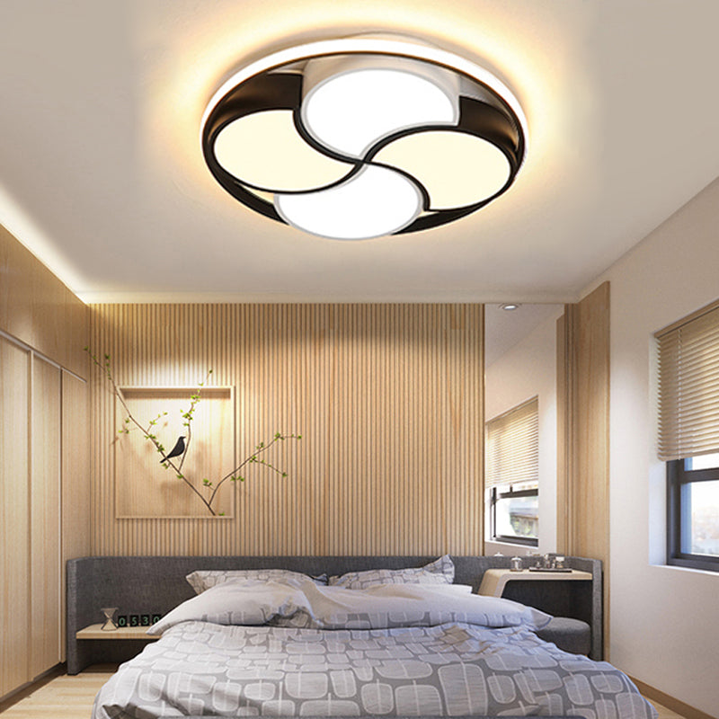 Kids Windmill Flush Mount Light: Acrylic Led Ceiling Lamp For Nursing Room In Black & White