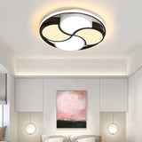 Kids Windmill Flush Mount Light: Acrylic Led Ceiling Lamp For Nursing Room In Black & White
