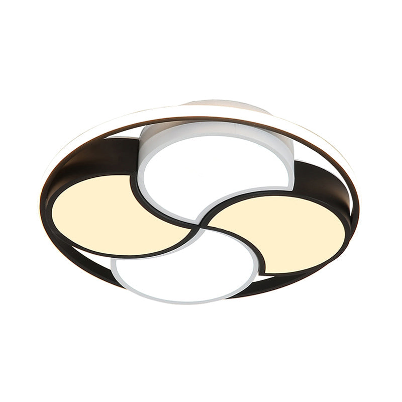 Kid’s Windmill Flush Mount Light: Acrylic Led Ceiling Lamp For Nursing Room In Black & White
