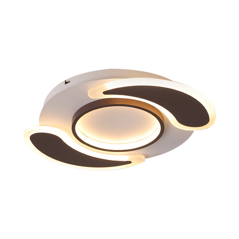 Black Acrylic Teardrop Flush Ceiling Light For Dining Room - Contemporary Led Lamp