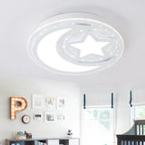 White Led Moon & Star Ceiling Lamp For Kindergarten With Acrylic Mount / 16