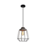 Industrial Pendant Light Fixture With 1-Light In Black Cone/Cylinder/Triangle Iron Design
