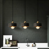 Nordic Black/Grey Bedside Pendant Light With Cement Shade And Rotary Switch