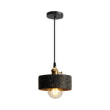 Nordic Black/Grey Bedside Pendant Light With Cement Shade And Rotary Switch