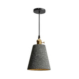 Nordic Black/Grey Bedside Pendant Light With Cement Shade And Rotary Switch
