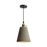 Nordic Black/Grey Bedside Pendant Light With Cement Shade And Rotary Switch