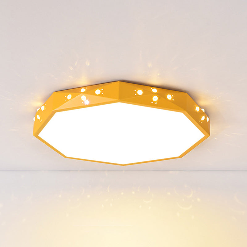 Stylish Macaron Octagon Led Ceiling Lamp For Childrens Bedroom