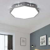 Stylish Macaron Octagon Led Ceiling Lamp For Childrens Bedroom Grey / Warm