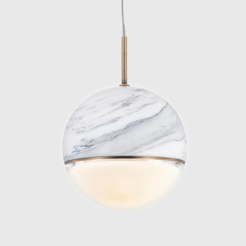 Marble Led Pendant Light Kit - Designer Black/White/Green Hanging Lamp For Living Room