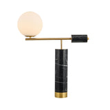 Stylish Mini Opaline Glass Table Lamp Designer 1-Light Nightstand Light With Marble Column In Black