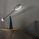 Geometric Marble Table Lamp With Adjustable Balance Arm - Modern Nightstand Light For Living Room In