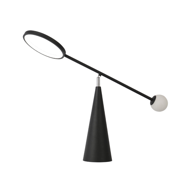 Geometric Marble Table Lamp With Adjustable Balance Arm - Modern Nightstand Light For Living Room In