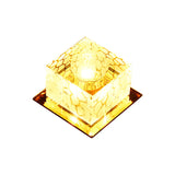 Rose Gold Led Flush Mount Ceiling Light With Crystal Shade - Stylish Fixture For Corridors