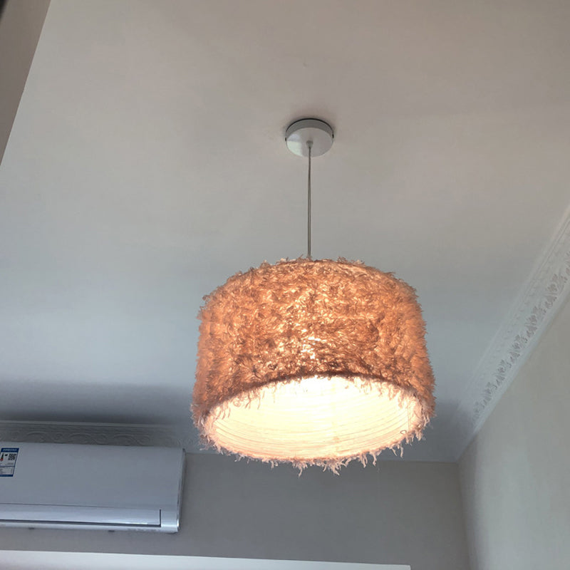 Pink & White Feather Pendant Lamp - Nordic Style
