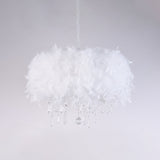 Modern White/Chrome Feather Candelabra Chandelier With Crystal Accents - 3 Or 5 Lights