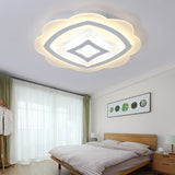 Modern Led Flower Ceiling Light - White Acrylic Fixture For Kids Bedroom / Warm
