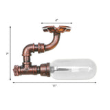 Industrial Bathroom Semi Flush Ceiling Light Fixture With Clear Glass Oval Shade In Weathered Copper