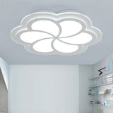 White Blossom Shaped Flush Mount Led Ceiling Lamp For Kids Balcony And Porch / 16.5