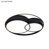 2-Drum Nordic Style Black Led Flush Mount Ceiling Light Fixture With Acrylic Panels In Warm/White/3