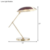 2-Head Purple Nightstand Lamp With Metal Shade - Contemporary Reading Book Light