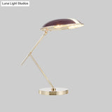 2-Head Purple Nightstand Lamp With Metal Shade - Contemporary Reading Book Light