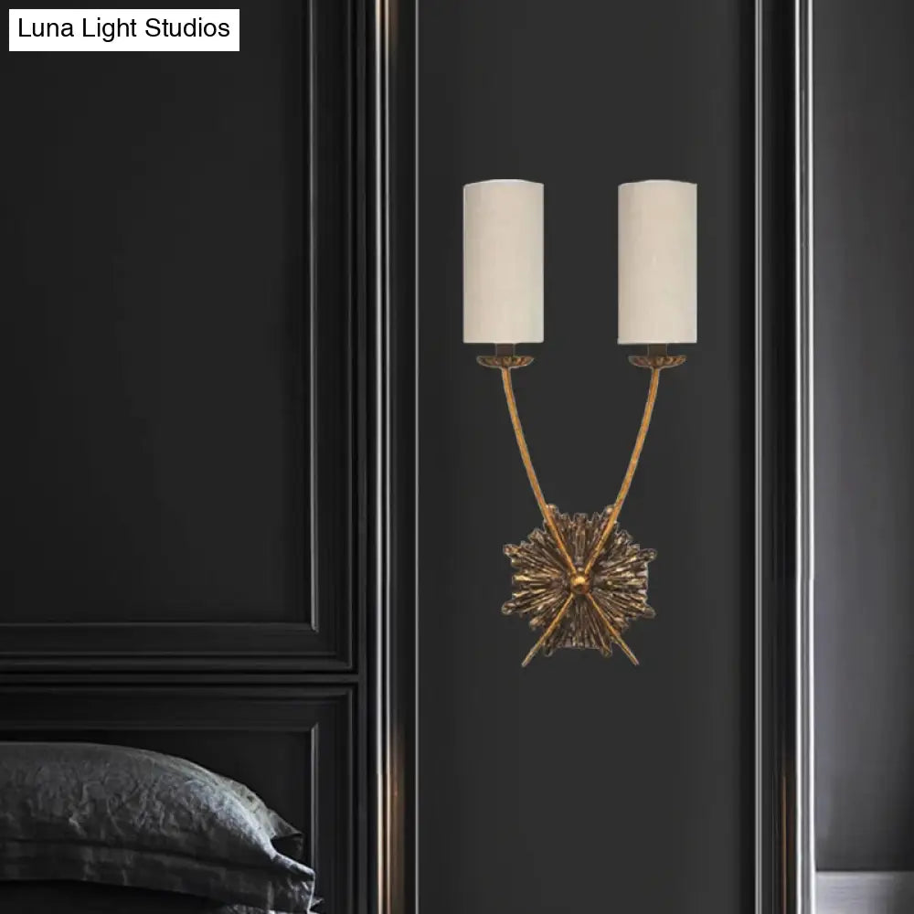 2-Light Traditional Tube Vanity Sconce In White For Bathroom