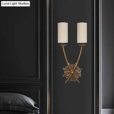 2-Light Traditional Tube Vanity Sconce In White For Bathroom