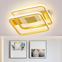 2 - Rect/Sq Flush Mount Lamp Nordic Metal 16.5’/20.5’/35.5’ Wide Led Gold Ceiling Light