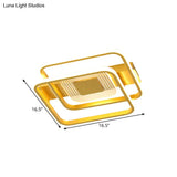 2 - Rect/Sq Flush Mount Lamp Nordic Metal 16.5’/20.5’/35.5’ Wide Led Gold Ceiling Light Warm/White