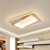 2 - Tier Nordic Style Wood - White Led Ceiling Flush Light With Acrylic Splicing Warm/White White /