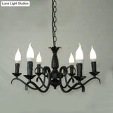 2-Tier Traditional Metal Candle Chandelier With Black Finish - Ideal For Living Room Ceiling Hanging