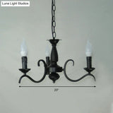 2-Tier Traditional Metal Candle Chandelier With Black Finish - Ideal For Living Room Ceiling Hanging