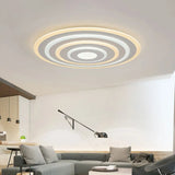 20/24/40 Acrylic Ripple Flush Mount Led Ceiling Light In Simplicity White - Warm/White
