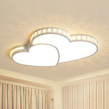 20.5’/24.5’ Double Heart Flush Mount Crystal Led Ceiling Light Fixture - Warm/White For Bedroom
