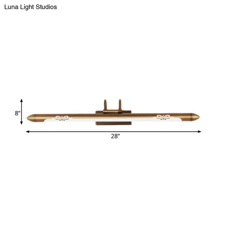 20.5/25.5/28 Led Bronze/Brass Vanity Light Fixture - Classic Metal Linear Sconce Lamp In White/Warm