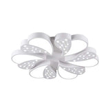 Floral White Flush Mount Ceiling Lamp With Crystal For Modern Baby Room