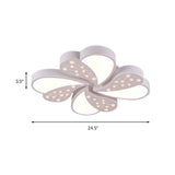 Floral White Flush Mount Ceiling Lamp With Crystal For Modern Baby Room