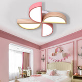 Cartoon-Inspired 4-Head Toy Windmill Led Flush Ceiling Light For Nursing Room Wooden And Metal Lamp