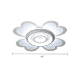 Modern Heart & Round Flush Mount Led Ceiling Light For Baby Room In White