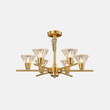 Modern Brass Pendant Light Fixture With Clear Glass 6/8/12 Heads - Living Room Chandelier 6 /