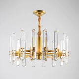 Crystal Rod Pendant Lamp - Modern Brass Sputnik Chandelier With 8 Bulbs For Living Room
