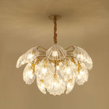 Nautical Gold Glass Pendant Chandelier - 15/20 Bulbs Layered Scallop Hanging Light 15 /