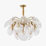 Nautical Gold Glass Pendant Chandelier - 15/20 Bulbs Layered Scallop Hanging Light