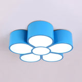 Adorable Girls Bedroom Led Ceiling Light With Cartoon Flush Mount Lamp And Flower Acrylic Shade Blue