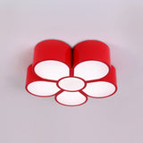 Adorable Girls Bedroom Led Ceiling Light With Cartoon Flush Mount Lamp And Flower Acrylic Shade Red