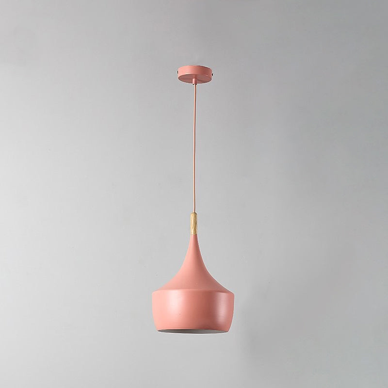 Sleek Geometry Drop Pendant: Simplicity Metal 1-Light Dining Room Hanging Light Kit With Wood Cork