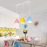 Simplicity Multi Pendant Light With 3 Onion Shade Metal Heads - White Hanging Lamp Kit For Dining