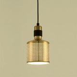 Minimalist Metal Cylinder Ceiling Light With Pierced Design - 1 Head Pendant For Bedside Drop Black