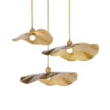 Lotus Leaf Metal Pendant Lamp: Minimalist 1-Light Brass Ceiling Light For Dining Room