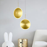 Modern Brass Led Bedside Pendulum Light With Aluminum Saucer Shade - Down Lighting / 8 B